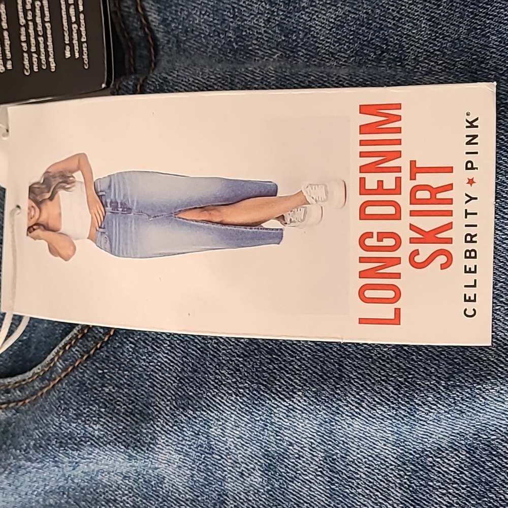 Celebrity pink LONG DENIM SKIRT SIZE 19 IN JUNIOR SIZE